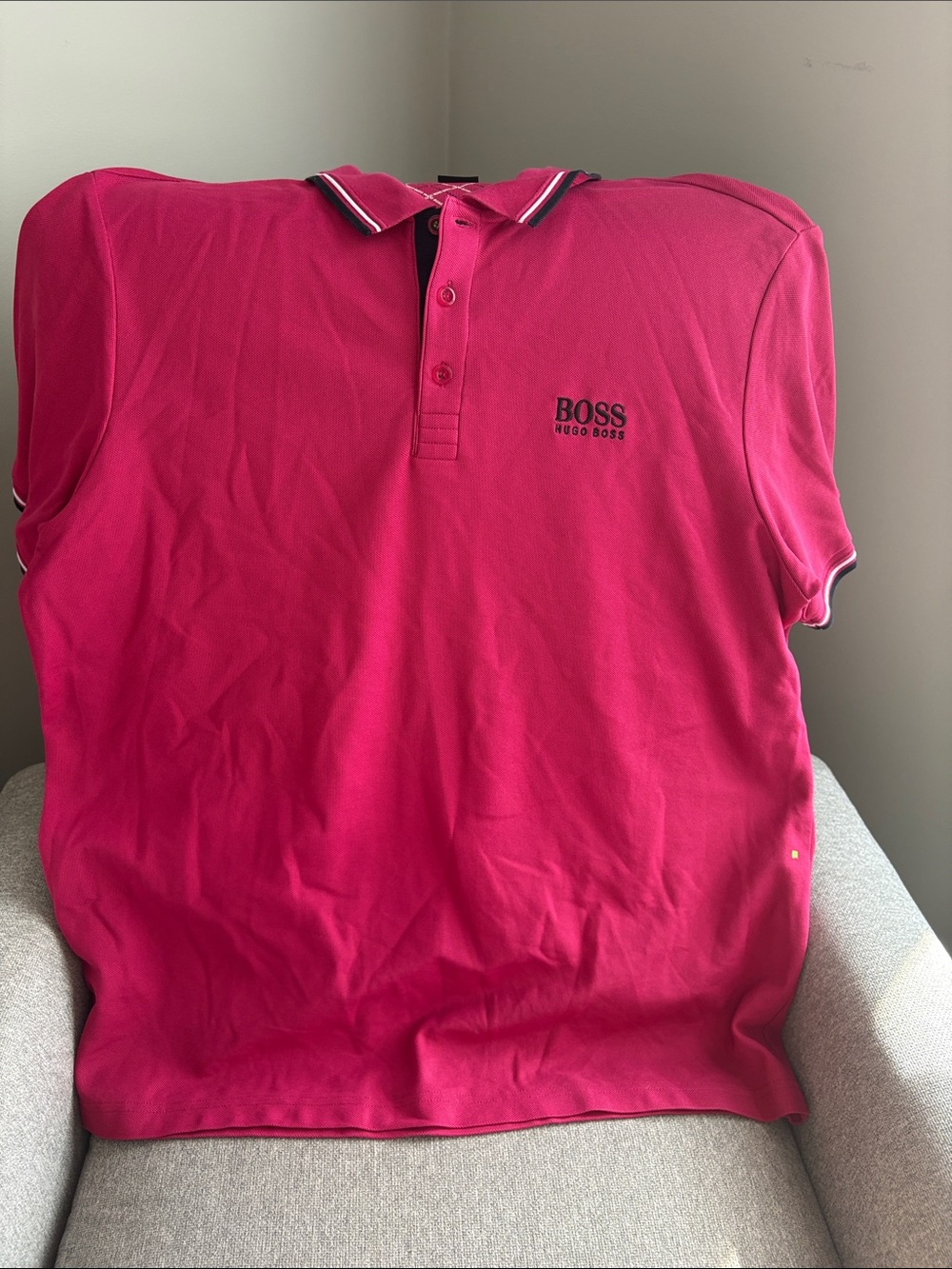 Hugo Boss Men’s Hot Pink Polo with Contrast Trim